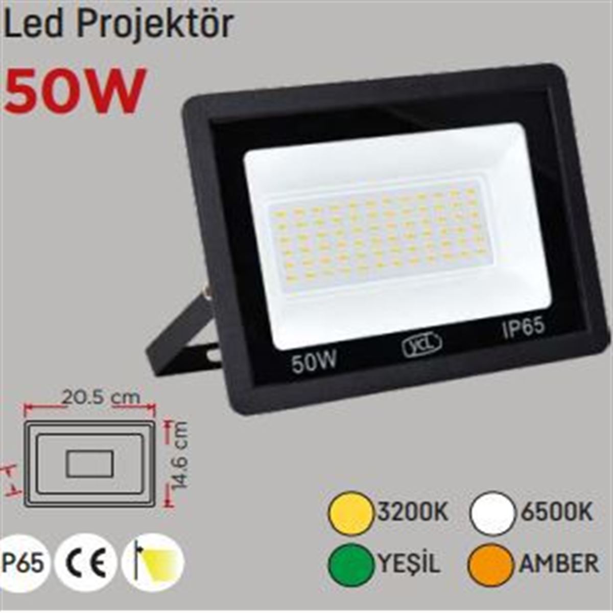 50W 220V SMD LED  PROJEKTÖR AMBER 1